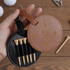 Luxury <b>Golf</b> Bag Tag Gift Hook to <b>Golf</b> Bag Belt Clip Genuine Leather <b>Golf</b> Tee Holder - Product Image 1