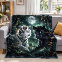 Couverture en flanelle imprimée avec motif animalier Jungle Wildlife Group