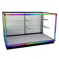 Vitrine de présentation pour magasin de tabac avec éclairage LED néon, cadre Extra Vision, en verre, noir et argent, 4-6 pieds