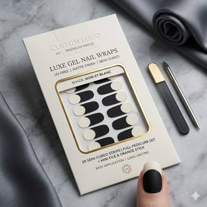 Uñas de Gel Sin UV, Uñas Postizas en Monocromo con Diseño Francés Invertido para un Estilo Minimalista y Chic - Product Image 1