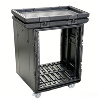 Boîtier de rack en plastique PE 8U/12U/14U/16U, Flight case antichoc à roulettes pour mixeur audio et amplificateur