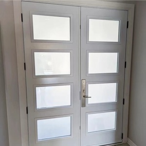 <span class=keywords><strong>Porte</strong></span> extérieure en aluminium de style américain Double verre trempé Portes d'entrée résidentielles <span class=keywords><strong>Porte</strong></span> battante en aluminium à battant - Product Image 2