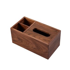 Boîte de rangement de bureau en bois rectangulaire avec compartiments, organisateur de bureau pour mouchoirs et fournitures de bureau - Product Image 5