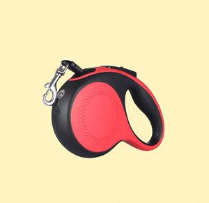 Correa Retráctil para Perro de 5 Metros, Duradera, de Lujo, Color Rojo/Negro, con Luz LED, Liberación Rápida, Bolsa para Excrementos, para Perros de hasta 30 kg, OEM ODM - Product Image 1