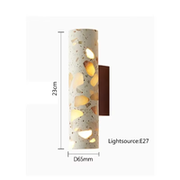 Applique murale en pierre de terrazzo Wabi Sabi, travertin naturel, minimaliste, lampe murale cylindrique LED pour restaurant, hôtel, couloir