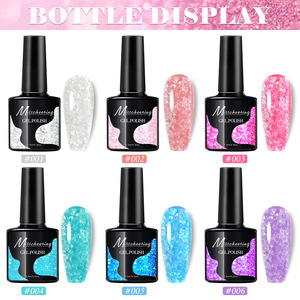 Vernis à ongles gel 7,5 ml à paillettes de fleurs de cerisier, 6 couleurs, motif flocon de neige, paillettes, non toxique, longue tenue, vernis gel UV à retirer par trempage - Product Image 5