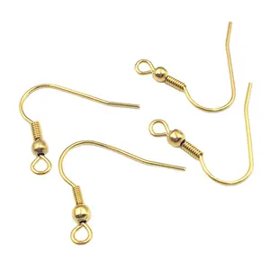 Gold Plated Harmless Stainless Steel Earring Fish Hooks Ear Wires with Spring