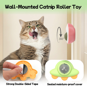 Jouets durables pour animaux de compagnie : Balle rotative murale à l'herbe à chat, herbe à chat naturelle pour chats, jouet à l'herbe à chat en forme de souris pour le jeu et le nettoyage des dents. - Product Image 2