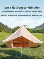 Tente yourte Bell à double couche en toile Oxford, quatre saisons, pour camping en plein air, pique-nique, 300x200cm, imperméable >3000mm, résistante à la pluie
