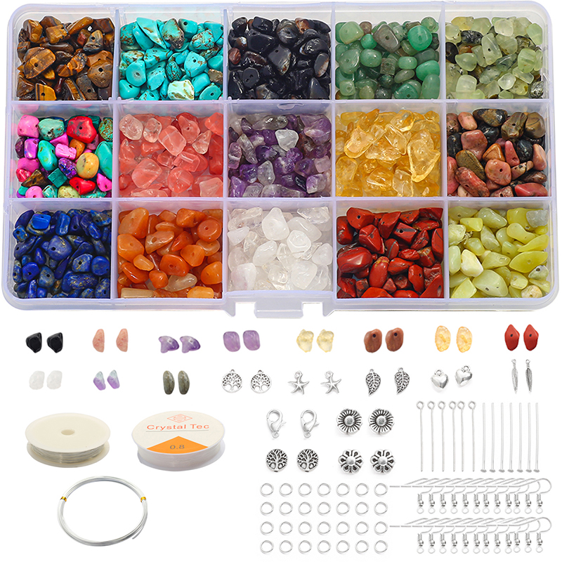 Natural Crystal Turquoise Amethyst Jasper Agate Chips Gemstones Beads Kit for DIY Jewelry Necklace Earring Bracelet Making