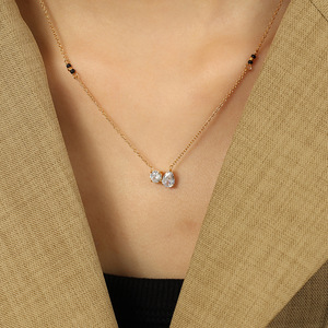 Collar de cristal con forma de gota de agua, cadena dorada, engaste de circonita blanca, para uso diario - Product Image 4