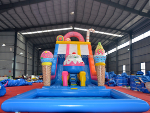 Toboggan aquatique gonflable Candy Land avec piscine hermétique amovible, toboggan double gonflable extérieur <span class=keywords><strong>en</strong></span> PVC de qualité commerciale pour jardin - Product Image 3