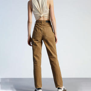 <strong>Women</strong> New <strong>Brown</strong> Fleece <strong>Corduroy</strong> Korean Style Straight Cargo <strong>Trousers</strong> High Waist Streetwear Pants for <strong>Women</strong> - Product Image 3