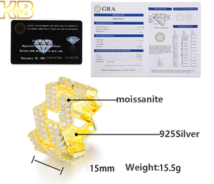 VVS Moissanite 다이아몬드 반지 925 실버 아이스 아웃 남자 힙합 보석 큰 크기 문 블링 반지 - Product Image 6