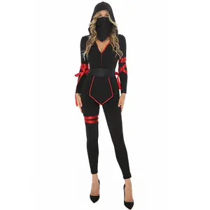 Disfraz japonés de Guerrero Ninja para mujer, traje de una pieza para Halloween, Halloween, adulto