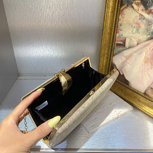 Mondana di lusso in foglia d'oro borse <span class=keywords><strong>a</strong></span> mano da sera borse <span class=keywords><strong>a</strong></span> <span class=keywords><strong>tracolla</strong></span> da sposa in oro polvere lucida pochette da sera - Product Image 6