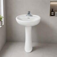 Wastafel Pedestal Bersertifikasi CUPC Elegan untuk Kamar Mandi Kecil Ukuran Standar 1103