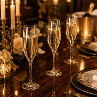 Verre à champagne élégant à pied fin pour la réception du Nouvel An, idéal pour la location, la décoration de table et les coffrets cadeaux