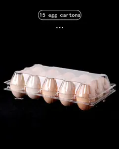 Atacado Transparente Egg Holder 15 Furos Clamshell Egg caixa 15 Células PET Descartável Plástico Limpar Egg Tray