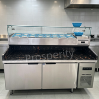 Comptoir réfrigéré commercial monotempérature pour restaurant, bar à salades et sandwichs, table de préparation avec vitrine de protection pour fruits