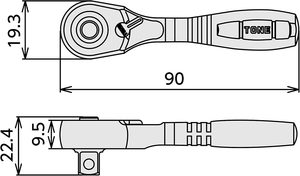 Impugnatura compatta a cricchetto corta (tipo a impugnatura) RH3CHS, dimensione attacco 95 mm (3/8") metrico/imperiale - Product Image 5