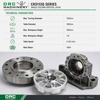 Torno Vertical CNC de Alta Precisión DRC CK518 para Trabajos Ligeros con Diámetro de Torneado de 800 mm, Mesa de Trabajo de 700 mm, Altura Máxima de 800 mm, Peso Máximo de 1500 kg
