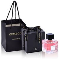 Vente en gros de flacons de parfum carrés transparents populaires de 100 ml, flacons de parfum vides en verre avec emballage en boîte et couvercle personnalisé