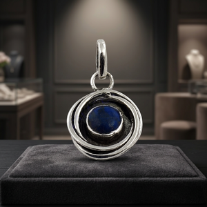 A 925 Sterling Silver <b>Lapis</b> <b>Lazuli</b> Pendant Bezel Setting Minimalist Unisex Everyday Wear Jewelry From Rajasthan - Product Image 3