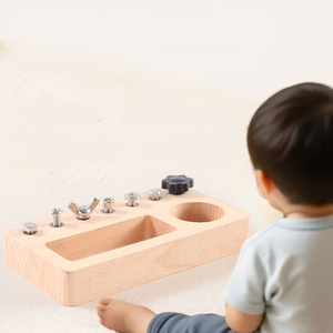 Ensemble d'outils à vis de haute qualité planche occupée en bois de hêtre enfants exercice compétences pratiques <span class=keywords><strong>jeu</strong></span> d'association de vis - Product Image 5