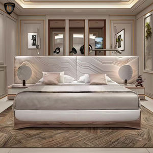 विस्तारित हेडबोर्ड के साथ लक्जरी बिस्तर आधुनिक नरम शैली चमड़े के बिस्तर फ्रेम रानी/किंग आकार नाइट स्टैंड के साथ - Product Image 1