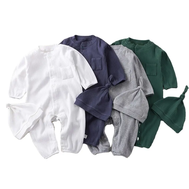 Boilersuit de color sólido para bebé, ropa de casa de alta elasticidad para bebé, pijamas de algodón para bebé, ropa de aire acondicionado