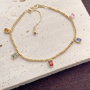Aazuo – ensemble de bijoux fins en or jaune massif 18 carats, collier et bracelet féeriques en saphirs naturels, cadeau pour femme, ensemble charmant à porter au quotidien - Product Image 3