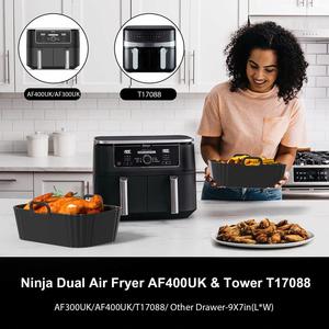 Free Durable Rectangle Foldable Food Grade BPA Free Silicone Air Fryer Baking <b>Tray</b> Microwave Oven Pan Dishwasher Safe Liners Pot - Product Image 3