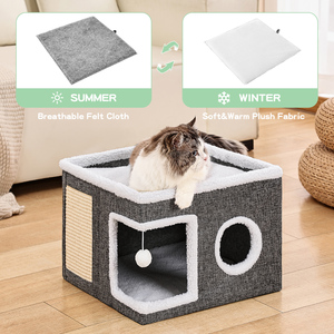 Nhà ngủ cho mèo trong nhà hiện đại, dễ thương, hai lớp, thoải mái, gấp gọn, thoáng khí, chất liệu polyester, di động - Product Image 4