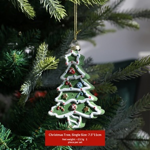 Ensemble d'ornements de Noël en plastique peints : <span class=keywords><strong>voiture</strong></span>, camion, tambour, <span class=keywords><strong>canne</strong></span> à sucre, <span class=keywords><strong>arbre</strong></span>, couronne, décorations suspendues - Product Image 5