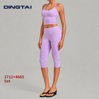 Ensemble deux pièces Halter Capri pour femme, dos ouvert, coussinets amovibles, haut court, taille haute élastique, tenue de randonnée