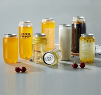 Bouteilles de 200 ml personnalisables en PET transparent, mini canettes de soda jetables, écologiques, pour thé, café et autres boissons, avec couvercles faciles à ouvrir