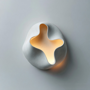 Ins Aesthetic Wabi Sabi Organic Teardrop Ceramic Wall Lamp Matte Rough Texture Irregular Curved LED Wall <b>Sconce</b> Neutral Warm - Product Image 2