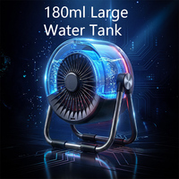 Ventilateur de bureau rechargeable avec brumisateur et écran numérique, pulvérisation rafraîchissante, réservoir d'eau de 180 ml, utilisation suspendue ou sur pied, batterie 4000 mAh