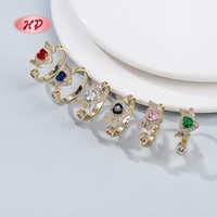 18 Karat vergoldete Kupfer legierung Herz Design Ringe mit Zirkonia für Modeschmuck Ringe Verlobung geschenk oder Party für Frauen
