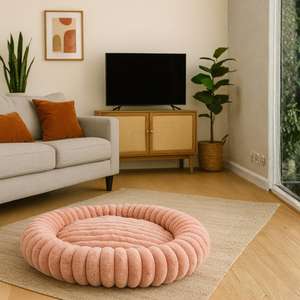 Cuccia rotonda accogliente per animali domestici, morbida e felpata, stile culla, per gatti, cani, conigli, calda e confortevole per l'inverno. - Product Image 5