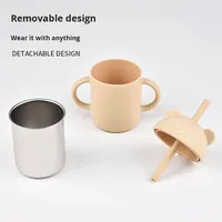 Gobelet à paille double couche en acier inoxydable 304 pour enfants et bébés, avec logo personnalisé et motif de dessin animé mignon