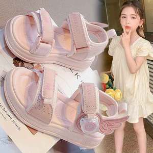 2025 sandales d'été pour filles nouvelles chaussures de plage de princesse à bout ouvert à la mode avec semelle intérieure en PU fond souple et bouton rotatif - Product Image 4