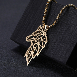 Collar con Colgante <span class=keywords><strong>de</strong></span> Cabeza <span class=keywords><strong>de</strong></span> Lobo para Hombre Myshape, Amuleto <span class=keywords><strong>de</strong></span> Acero Inoxidable Dorado, Collares <span class=keywords><strong>de</strong></span> Cadena con Estilo Punk, Regalo para Amigo - Product Image 1