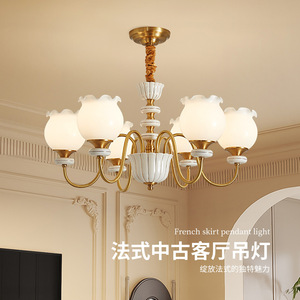 Siying Chandelier Gold Ceramic Led E27 Round Vintage Living Room <b>Light</b> - Product Image 3