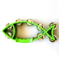 Wholesale Orff Percussion Instrument Colorful Plastic Fish-Shaped Double Row Hand Shaking Bell Musical Instrument Tambourine
