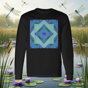 Nouveau T-shirt unisexe à manches longues Bloom Waterlily And Dragonfly, col rond, impression numérique, pour activités promotionnelles adultes - Product Image 3