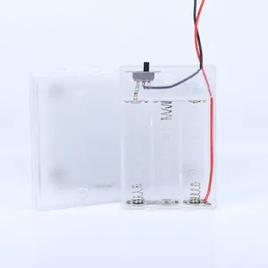 High Quality 3AA Transparent Battery Holder/Case/Box With Cover And Switch