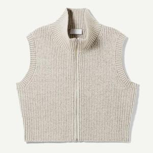 Fabricant personnalisé 1/4 fermeture éclair tricoté sans manches culture tricots laine <span class=keywords><strong>cachemire</strong></span> femmes fermeture éclair pull court <span class=keywords><strong>gilet</strong></span> pour les femmes - Product Image 2