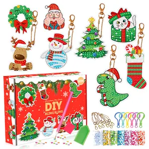 Christmas Gift Box DIY Acrylic Handmade Diamond Painting Keychains 8 pcs Santa Elf Blind Box Gift